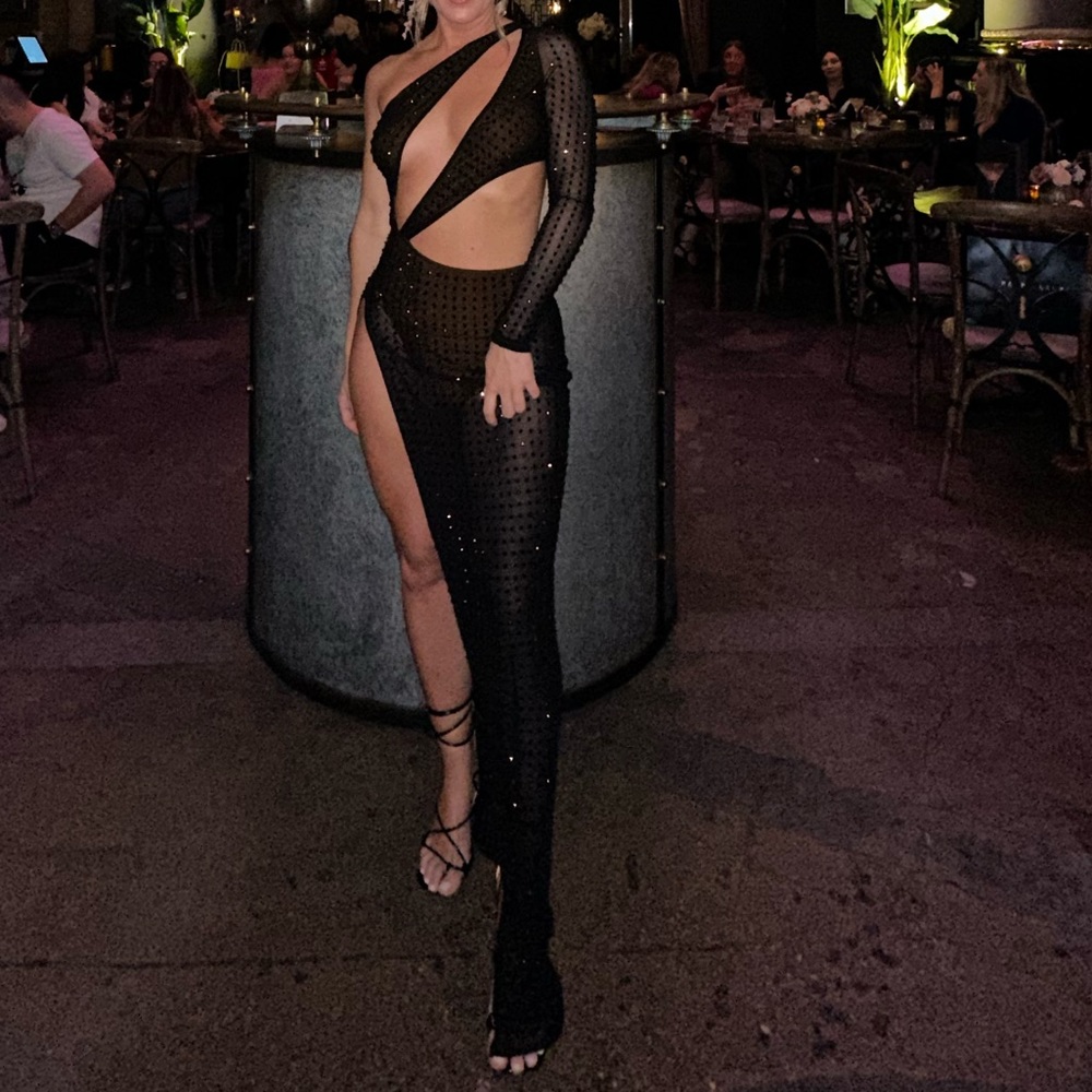 Stud mesh dress